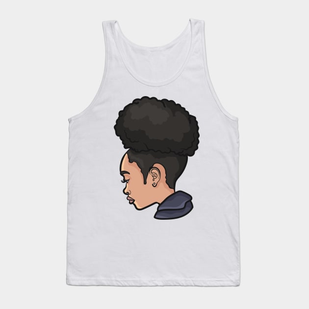 Solitary Black Girl Afro Puff Tank Top by NaturallyBlack